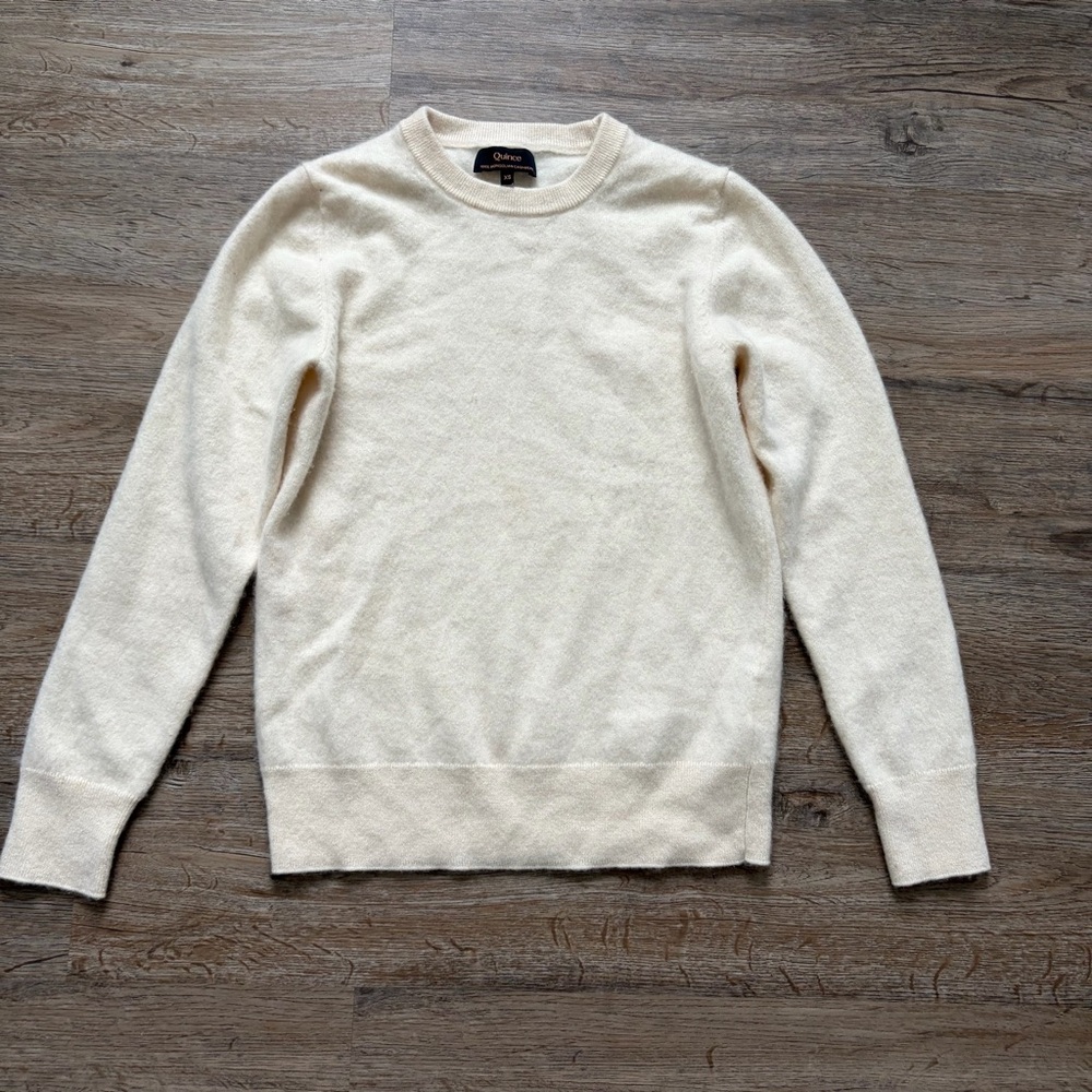 Quince Cream Cashmere Crewneck Sweater XS